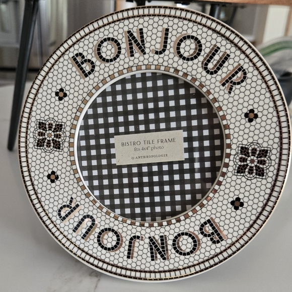 NWT Anthropologie "BONJOUR" Round Picture Frame - Picture 3 of 5